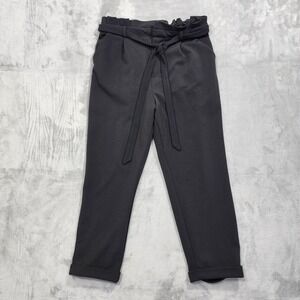 No Boundaries Pants Womens XL Juniors Black Paperbag‎ Cuffed Tapered Tie Belted
